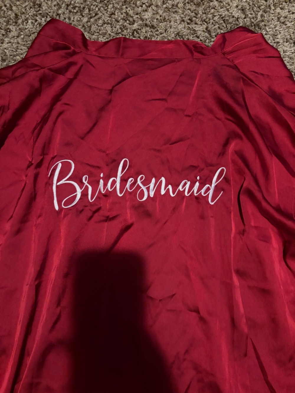 Burgundy Bridesmaid Satin Robe - Picture 2 of 3